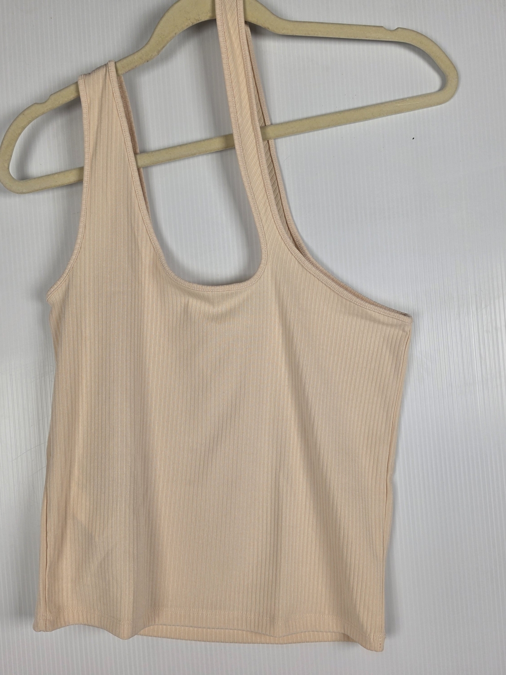 Mango Ribbed Scoop Tank Top in Light Peach